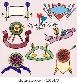 A set of 8 vector sport templates of dart boards.Ready-to-cut.Pantone colors.