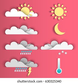 Set of 8 vector weather icons. Set of vector icons depicting some weather conditions.