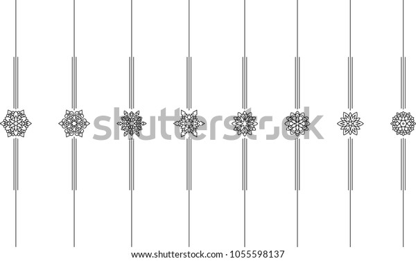 Set of 8 vertical vector mono\
line style text dividers, decorative elements for your\
design.