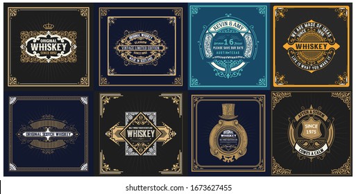 Set of 8 vintage labels for packing