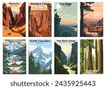 Set of 8 Vintage National Park Posters National Park Art Prints, Nature Wall Art, and Mountain Print Travel Wall Art Living Room Bedroom Bathroom Decor.