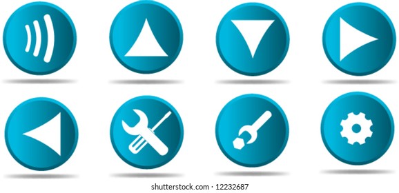 set of 8  web icon in blue #2