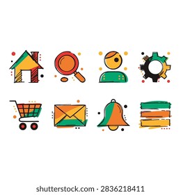 Set of 8 webicons vector illustration