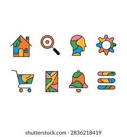 Set of 8 webicons vector illustration