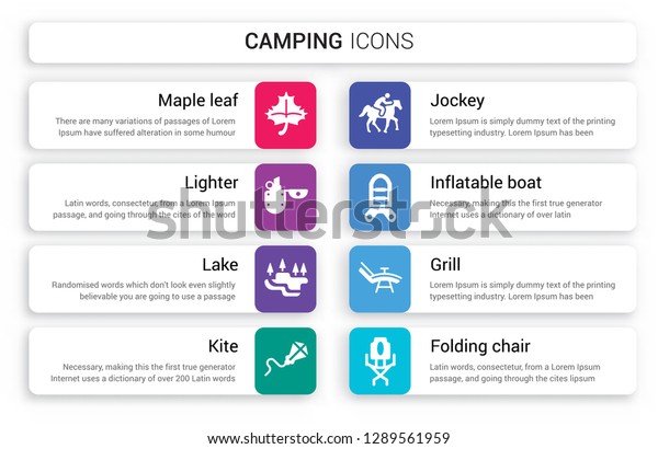 Set 8 White Camping Icons Such Stock Vector Royalty Free 1289561959