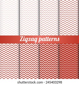 Set of 8 zigzag patterns with various density vector