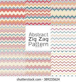 Set of 8 zigzag patterns with various density vector. popular vintage zigzag chevron pattern vector can be used for wallpaper, cover fills, web page background, surface textures.