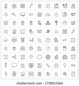 Set of 81 Line Icon Signs and Symbols of security; love; month; locked; chemistry Vector Illustration
