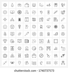 Set of 81 Modern Line Icons of computer; screen; school; shopping; bag Vector Illustration