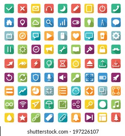 set of 81 multiple flat icons quality mobile fruit business media common computer electric it social style