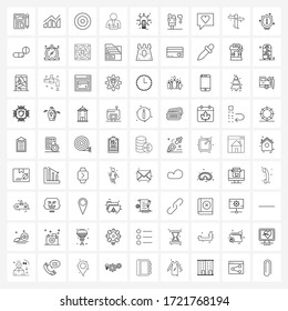 Set of 81 Simple Line Icons of idea; medical treatment; focus; broken arm; arm fracture Vector Illustration