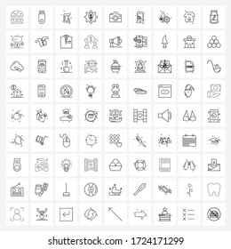 Set of 81 Simple Line Icons for Web and Print such as mobile; output device; drink maker; gadget; bulb Vector Illustration