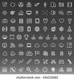 Set of 81 Thin Line Icons. Business, Technology, E-Commerc, Shopping.
