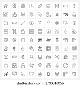 Set of 81 Universal Line Icons of web link; link; kid; login; door Vector Illustration