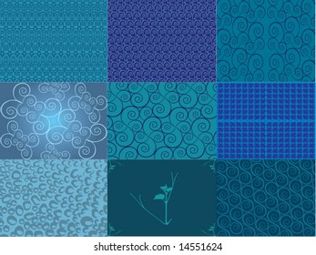 set of 9 abstract background in blue