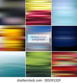 set of 9 abstract blurred backgrounds, vector illustration 