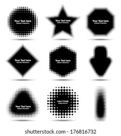 Set of 9 Abstract Halftone Design Elements, vector illustration 