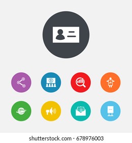 Set Of 9 Advertising Icons Set.Collection Of Message, Market, Auditorium And Other Elements.
