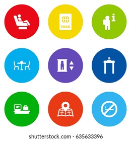 Set Of 9 Airplane Icons Set.Collection Of Location, Forbidden, Data And Other Elements.