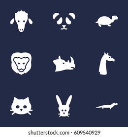 Set Of 9 Alive Icons Set.Collection Of Mutton, Tomcat, Bunny And Other Elements.