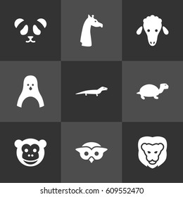 Set Of 9 Alive Icons Set.Collection Of Owl, Bear, Sea Bird And Other Elements.