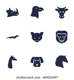 Set Of 9 Alive Icons Set.Collection Of Tortoise, Bird, Rhinoceros And Other Elements.
