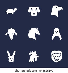 Set Of 9 Alive Icons Set.Collection Of Lamb, Steed, Bunny And Other Elements.