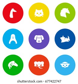 Set Of 9 Alive Icons Set.Collection Of Trunked Animal, Hound, Night Fowl And Other Elements.