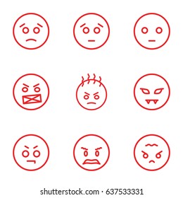 set of 9 angry outline icons such as sad emot