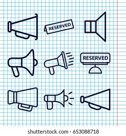 Set of 9 announcement outline icons such as megaphone