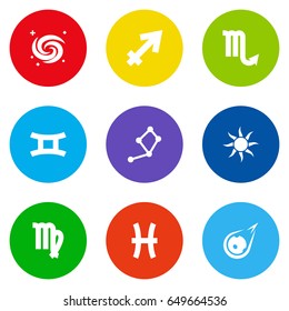 Set Of 9 Astrology Icons Set.Collection Of Archer, Comet, Space And Other Elements.