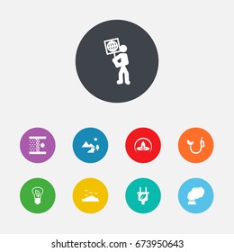Set Of 9 Atmosphere Icons Set.Collection Of Nature, Eco, Contamination And Other Elements.