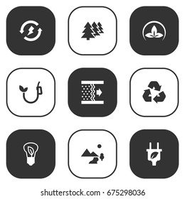 Set Of 9 Atmosphere Icons Set.Collection Of Cleaning, Nature, Leaf And Other Elements.