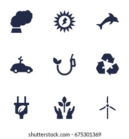 Set Of 9 Atmosphere Icons Set.Collection Of Fish, Energy, Protection And Other Elements.