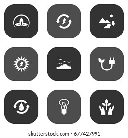 Set Of 9 Atmosphere Icons Set.Collection Of Saving, Nature, Energy And Other Elements.