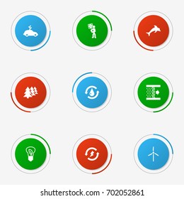 Set Of 9 Atmosphere Icons Set.Collection Of Treatment, Fish, Fan And Other Elements.