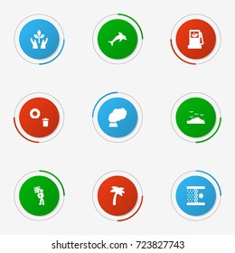 Set Of 9 Atmosphere Icons Set.Collection Of Purification, Contamination, Rubbish And Other Elements.