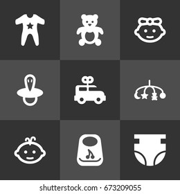 Set Of 9 Baby Icons Set.Collection Of Breastplate, Teat, Baby And Other Elements.