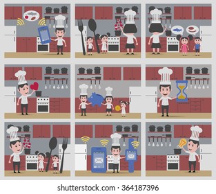 set 9 backgrouns in kitchen
