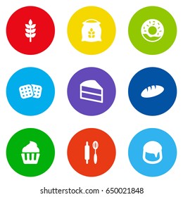 Set Of 9 Bakery Icons Set.Collection Of Pastry, Grain, Doughnut And Other Elements.