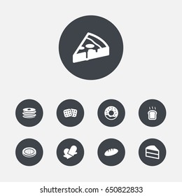 Set Of 9 Bakery Icons Set.Collection Of Pastry, Crepe, Doughnut And Other Elements.