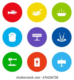 Set Of 9 Bar Icons Set.Collection Of Alcohol, Registered, Tuna And Other Elements.