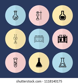 Set of 9 beaker filled and outline icons such as