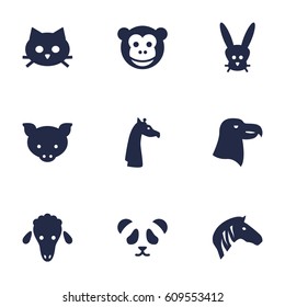 Set Of 9 Beast Icons Set.Collection Of Bear, Ape, Hog And Other Elements.
