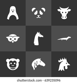 Set Of 9 Beast Icons Set.Collection Of Bear, Horse, Gecko And Other Elements.