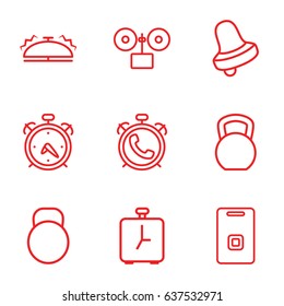 set of 9 bell outline icons such as alarm, door ringer