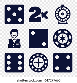 Set of 9 bet filled icons such as roulette, dice, casino bet