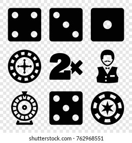 Set of 9 bet filled icons such as roulette, dice, casino bet, casino boy