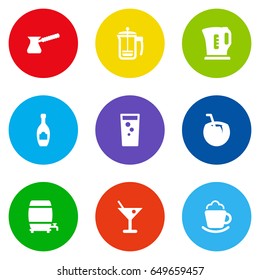 Set Of 9 Beverages Icons Set.Collection Of Soda, Drink, Cask And Other Elements.
