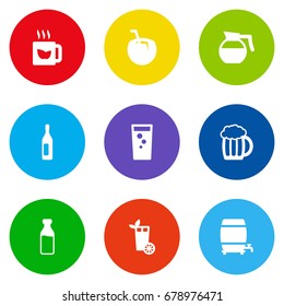Set Of 9 Beverages Icons Set.Collection Of Cocktail, Wine, Teapot And Other Elements.